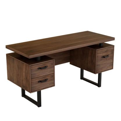 Home Office Computer Desk with Drawers Hanging Lettersize Files 59 inch Writing Study Table with Drawers