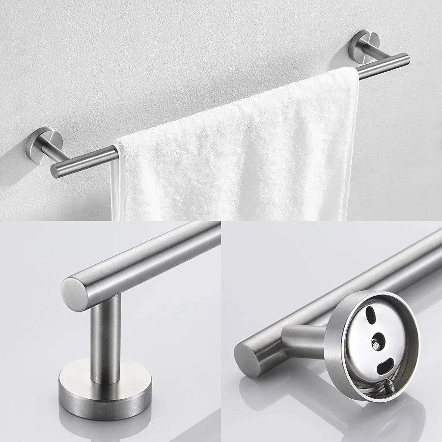 3Piece Bathroom Hardware Set with Toilet Paper Holder Towel Ring Adjustable Towel Bar