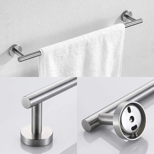 3Piece Bathroom Hardware Set with Toilet Paper Holder Towel Ring Adjustable Towel Bar