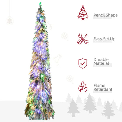 7ft Tall Prelit Pencil Artificial Christmas Tree