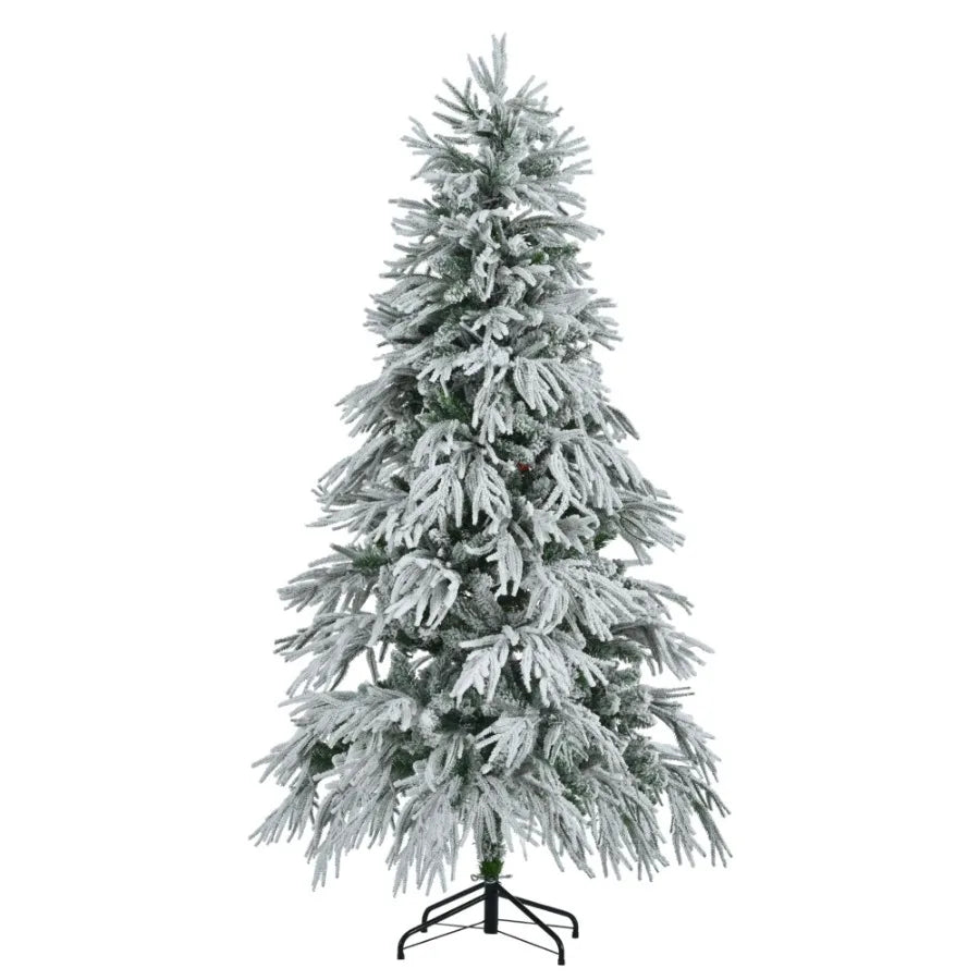 6FT PreLit Spruce Snow Flocked Christmas Tree Artificial Hinged