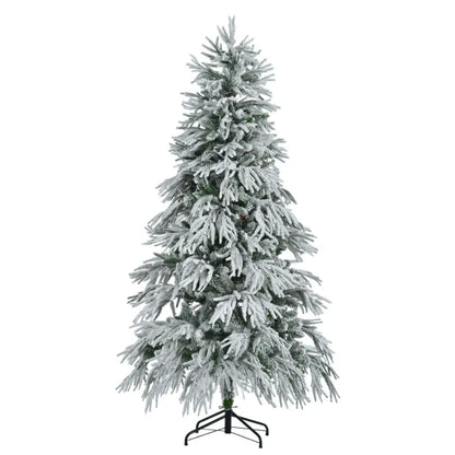 6FT PreLit Spruce Snow Flocked Christmas Tree Artificial Hinged