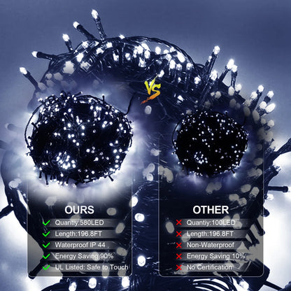 Outdoor Christmas Lights Waterproof String Fairy Lights with 8 Modes and Timer Lights for Door/yard/party/Christmas Decorations