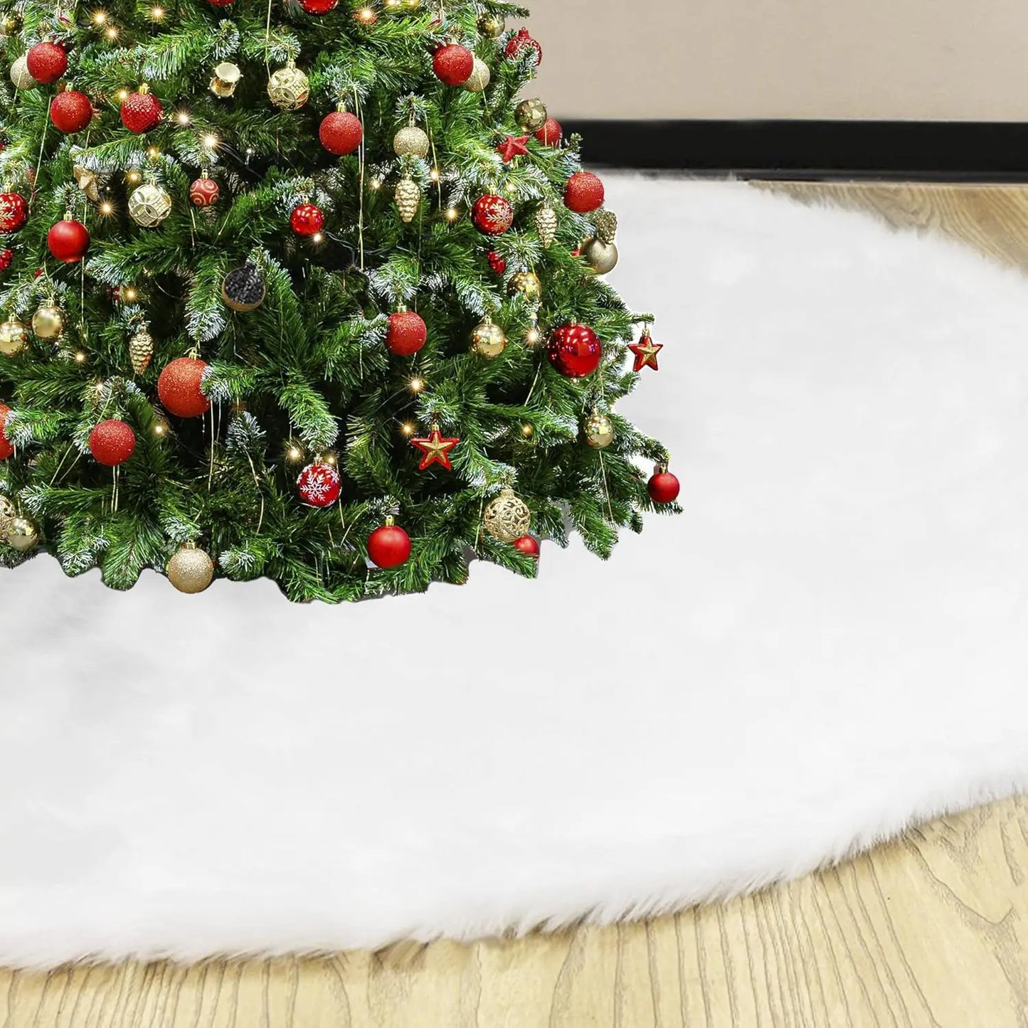 6 Pieces 36inch White Plush Skirt Decoration for Christmas