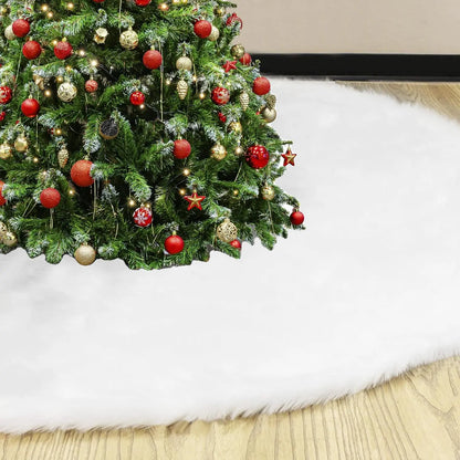 6 Pieces 36inch White Plush Skirt Decoration for Christmas