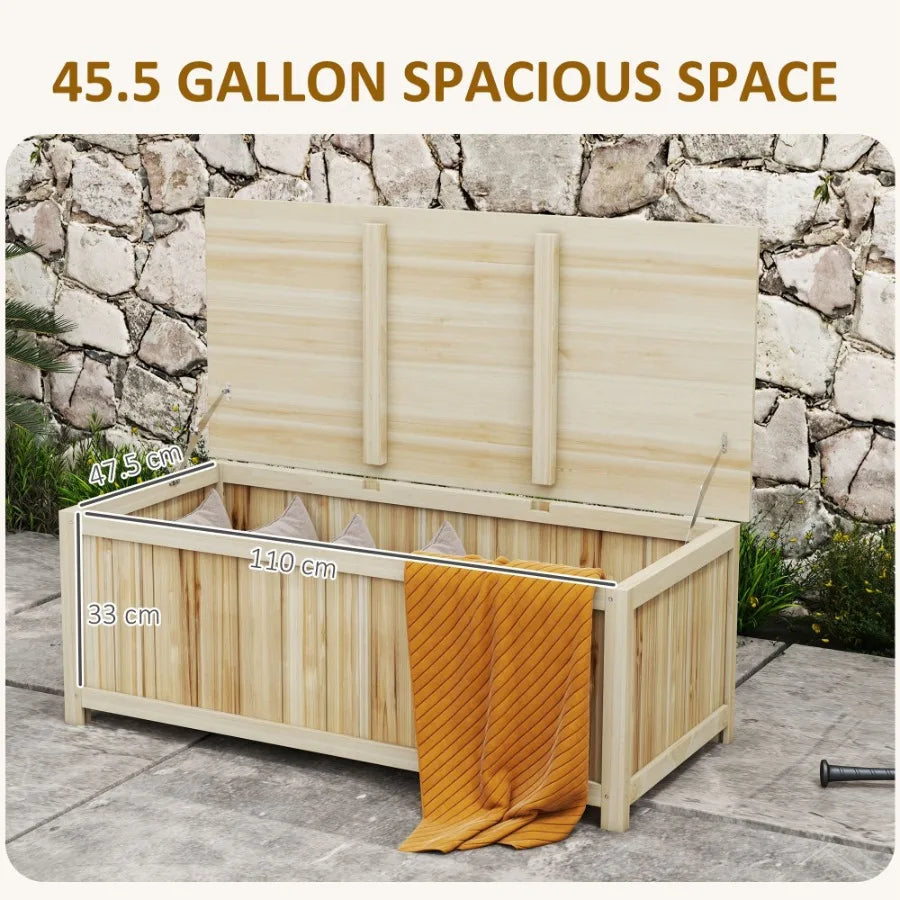 45.5 Gallon Outdoor Storage Box Wooden Deck Box