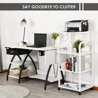 Homfa Mobile Printer Stand Scaner Rolling Cart Home Office Storage Organizer Rack Desk Organizers