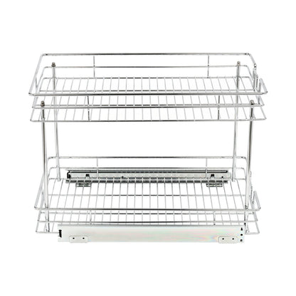 2-Tier Silver Cabinet Pull Out Shelves, Organizer Storage