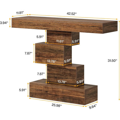 Farmhouse Console Table, Narrow Wood Sofa Table Behind Couch, Industrial Entryway Accent Table for Living Room