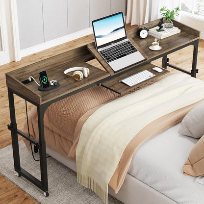 Height Adjustable Overbed Table with Wheels, Queen Size  Laptop