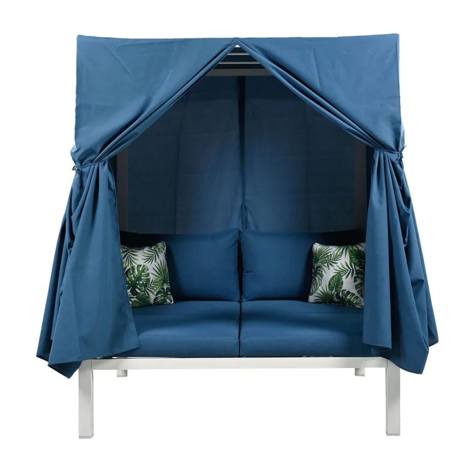 U_Style Outdoor Patio Sunbed with Curtains High Comfort Suitable for Multiple Scenarios