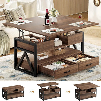 40" Lift Top Coffee Table,4 in 1 Multi-Function Lift Coffee Tables with Storage Drawers and Hidden, Customized