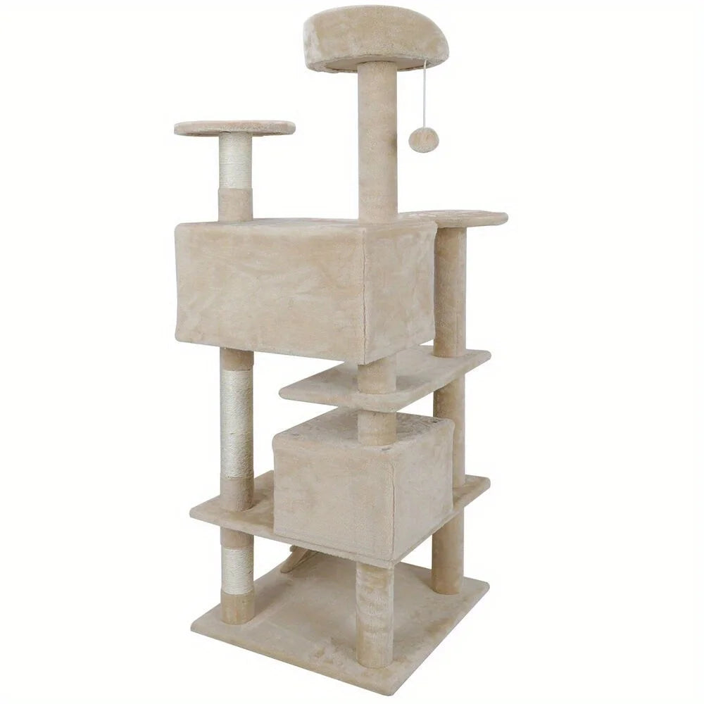 Multi-level 52" Cat Tree Tower for Multiple Cats W/Sisal Posts, Scratching Board
