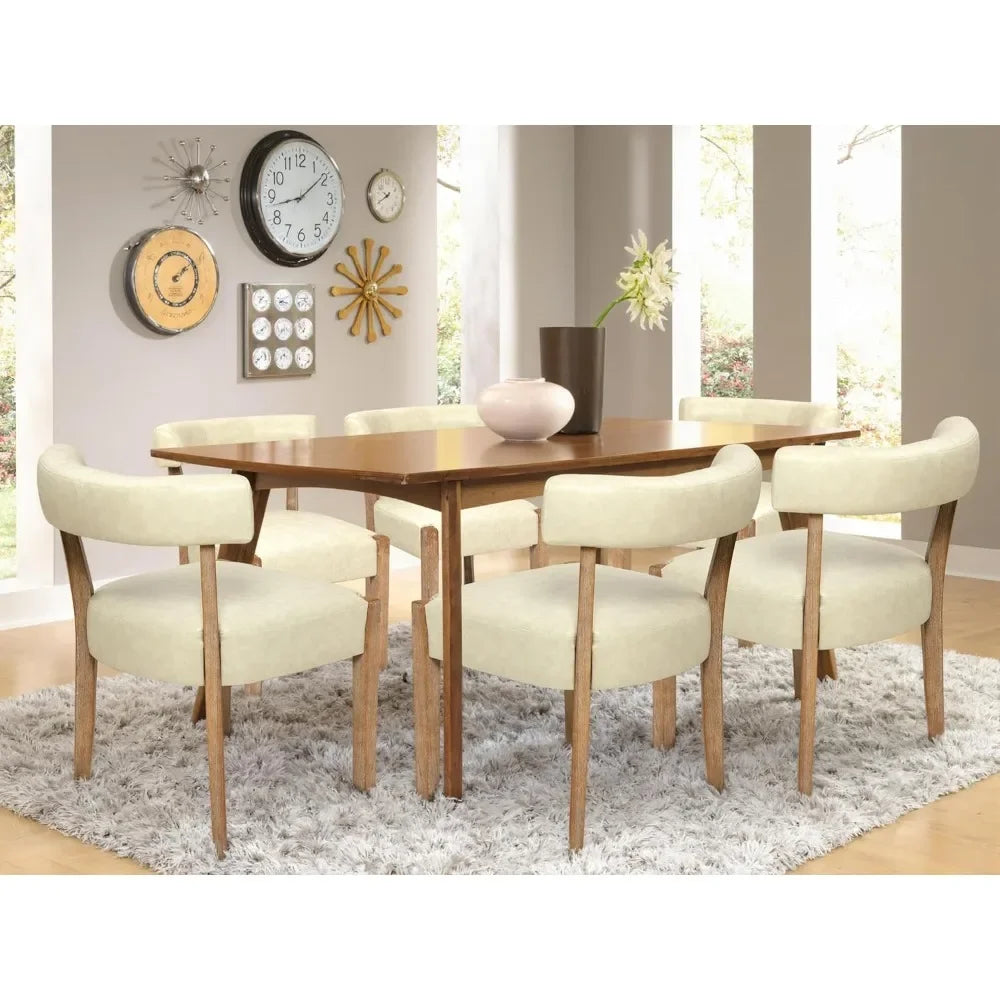 Leather Dining Chairs Set of 6 Upholstered Kitchen & Dining Room Wooden Chairs Mid Century Modern Dining Chairs
