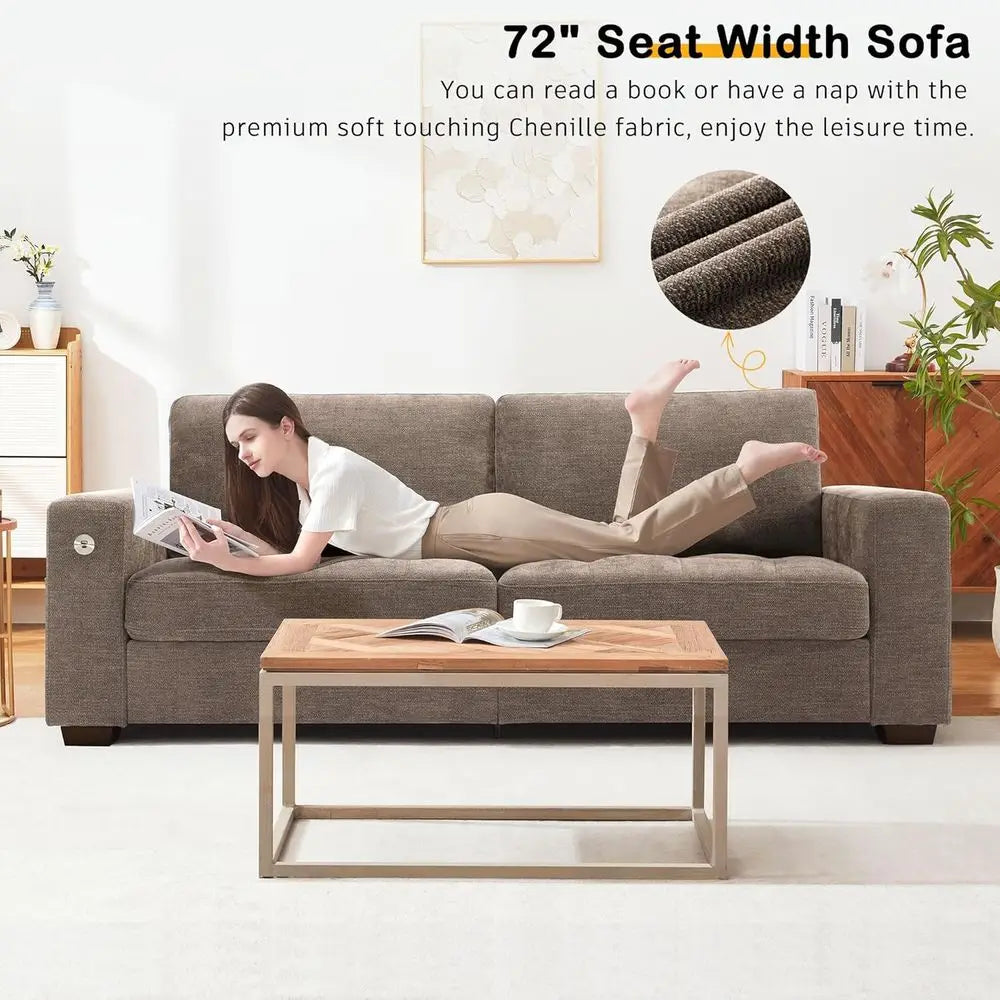 Comfy Sofa with Medium Seat Cushion Wide Armrest, USB