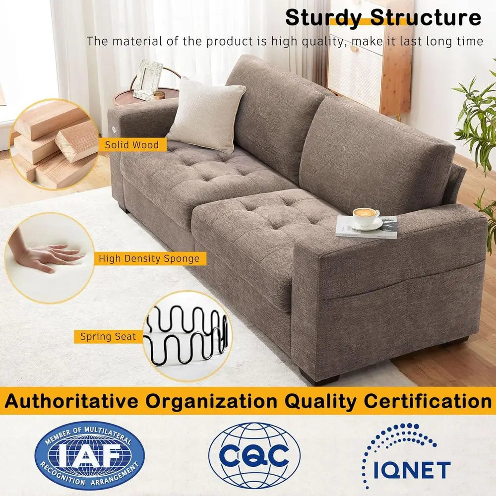 Comfy Sofa with Medium Seat Cushion Wide Armrest, USB