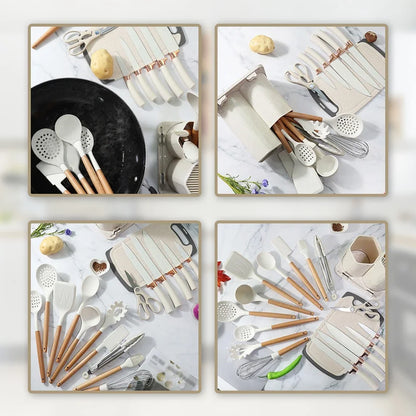 Kitchen Knives Heat-Resistant Non Stick Soup Spoon Cooking Set with Scissors Peeler Cut Meat