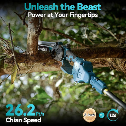 2-in-1 Cordless 8'' Electric Chainsaw with 3M Extension Pole