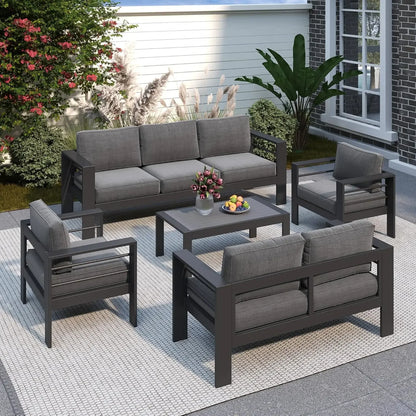 Aluminum Patio Furniture Set for All Weather, Oversized Metal Outdoor Furniture Set with 27.5" Deep Seating and, Customized