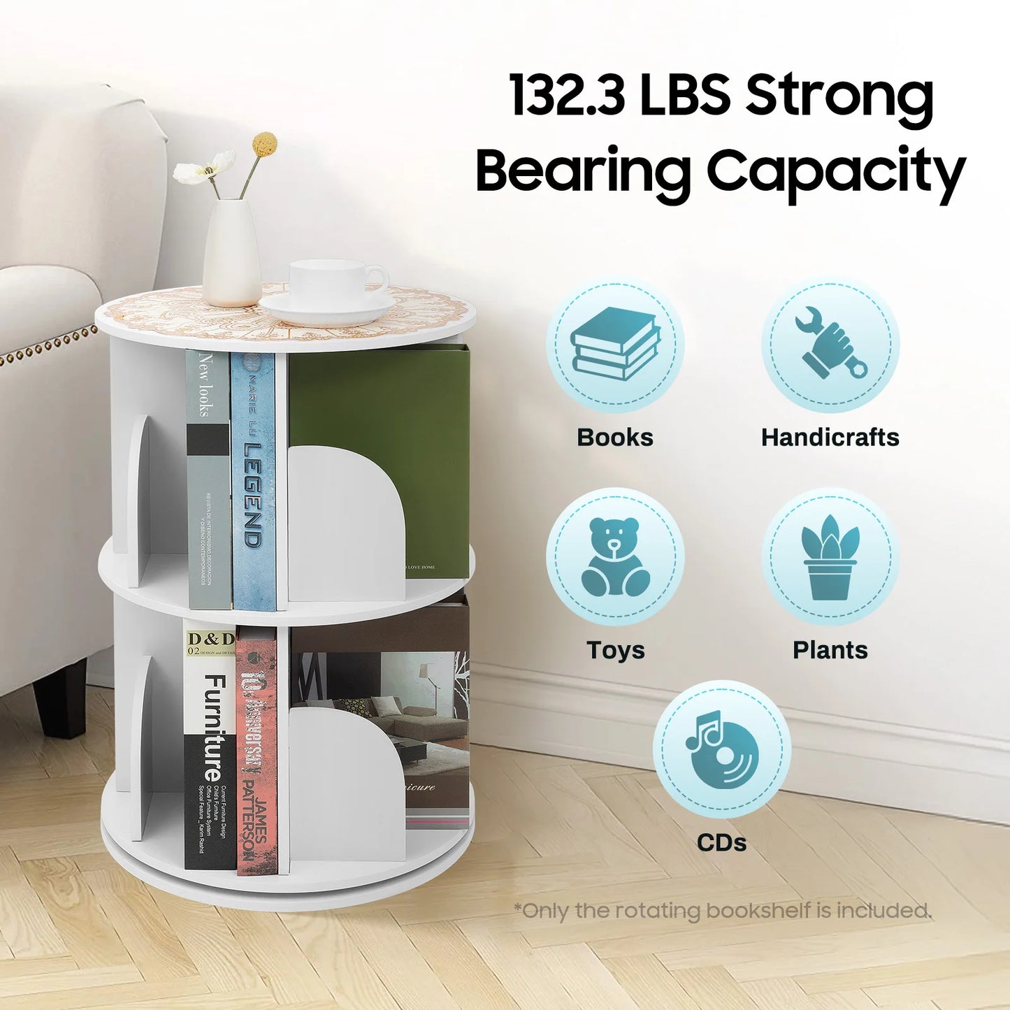2-Tier Rotating Bookshelf: Stylish Design,