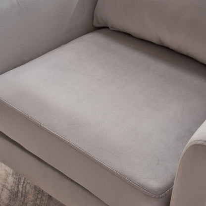 Half Disassembled Single Chair With Gold Feet And Pedals Flannelette Indoor Leisure Chair Light Gray