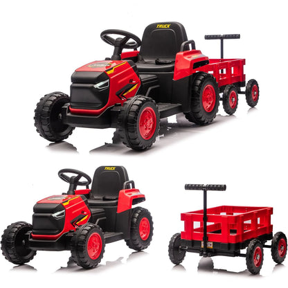 Toddlers Ride on Tractor with Detachable Garden Cart, 12V Electric Kids’ Vehicle Toys with Trailer, Up to 2.5 Mph Remote Control