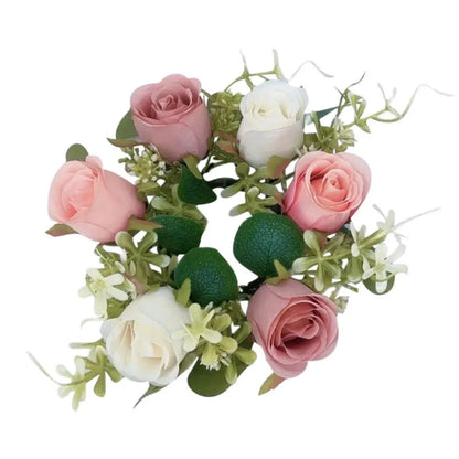 Candle Rings Candlestick Garland Artificial Rose Wreath Christmas Decoration Window Props Table Wedding Event Arrangement