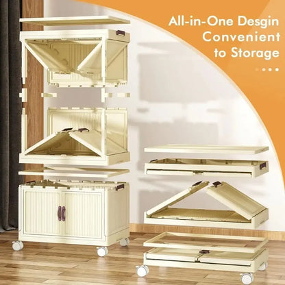 Foldable Wardrobe Cabinet with Wheels, Wardrobe 25''-2 layer Clothing Storage Closet Organizer for Clothes, Books for Home/Office