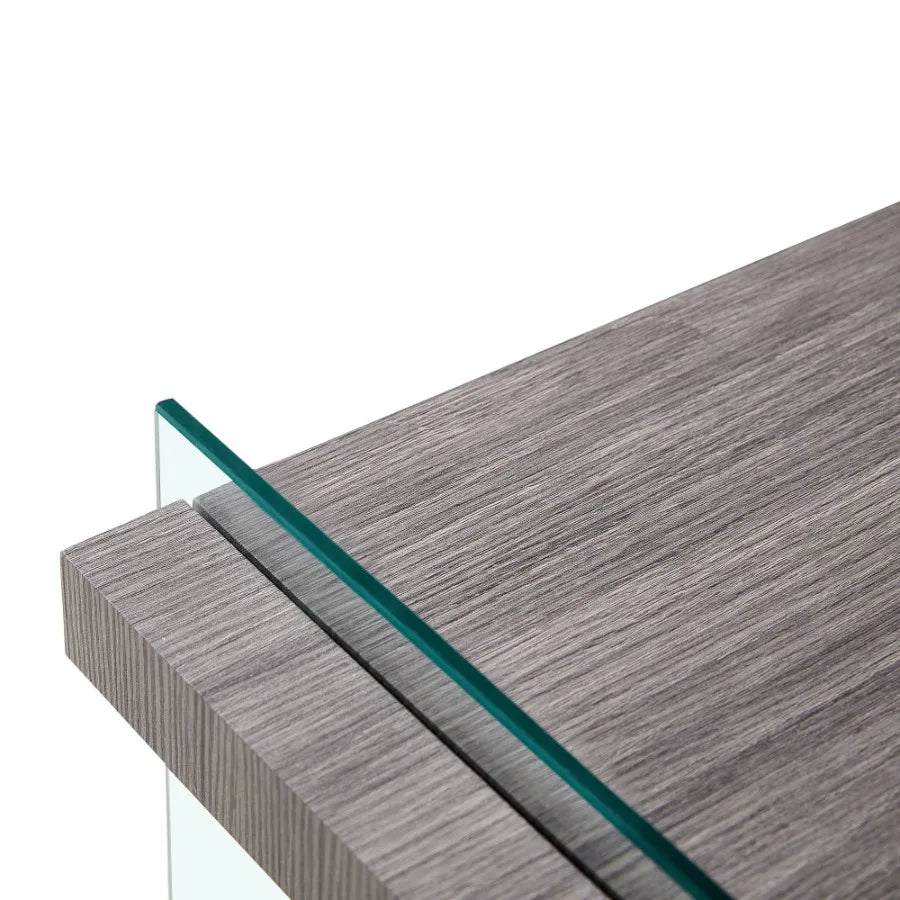 17.72 Sleek and Sturdy Tempered Glass Leg Side Table with Dual MDF Shelves Modern