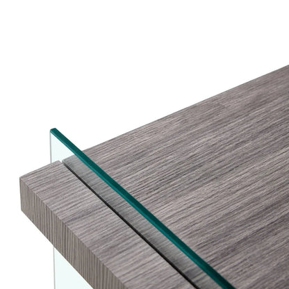 17.72 Sleek and Sturdy Tempered Glass Leg Side Table with Dual MDF Shelves Modern