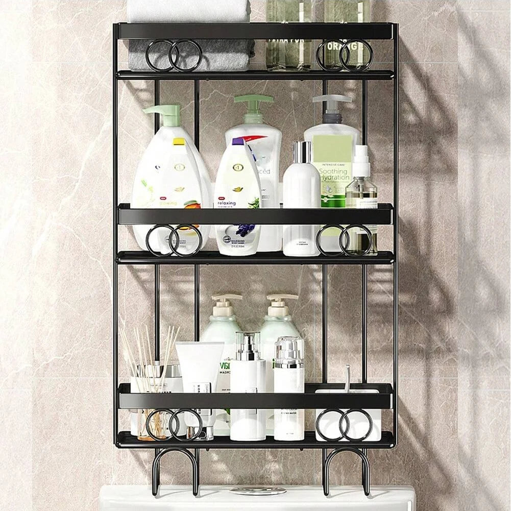 Over The Toilet Storage Shelf, 1-Tier/2-Tier/3-Tier Large Capacity Bathroom Storage Organizer Rack With No Drill Adhesive Hook