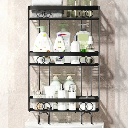 Over The Toilet Storage Shelf, 1-Tier/2-Tier/3-Tier Large Capacity Bathroom Storage Organizer Rack With No Drill Adhesive Hook