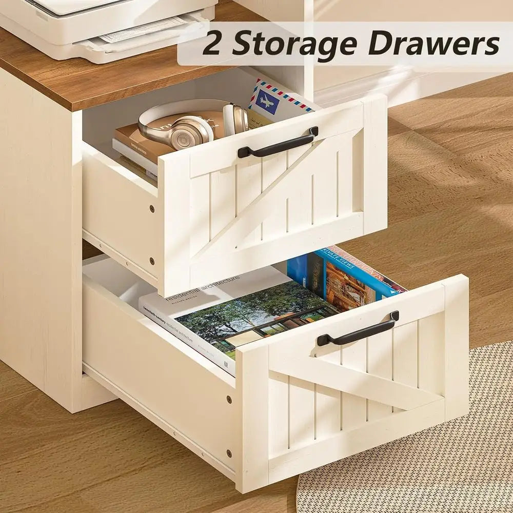 L Shaped Executive Desk with Ders & Storage Shel, Computer Desk with Power Outlets, L Shaped Oice Desk with Monitor