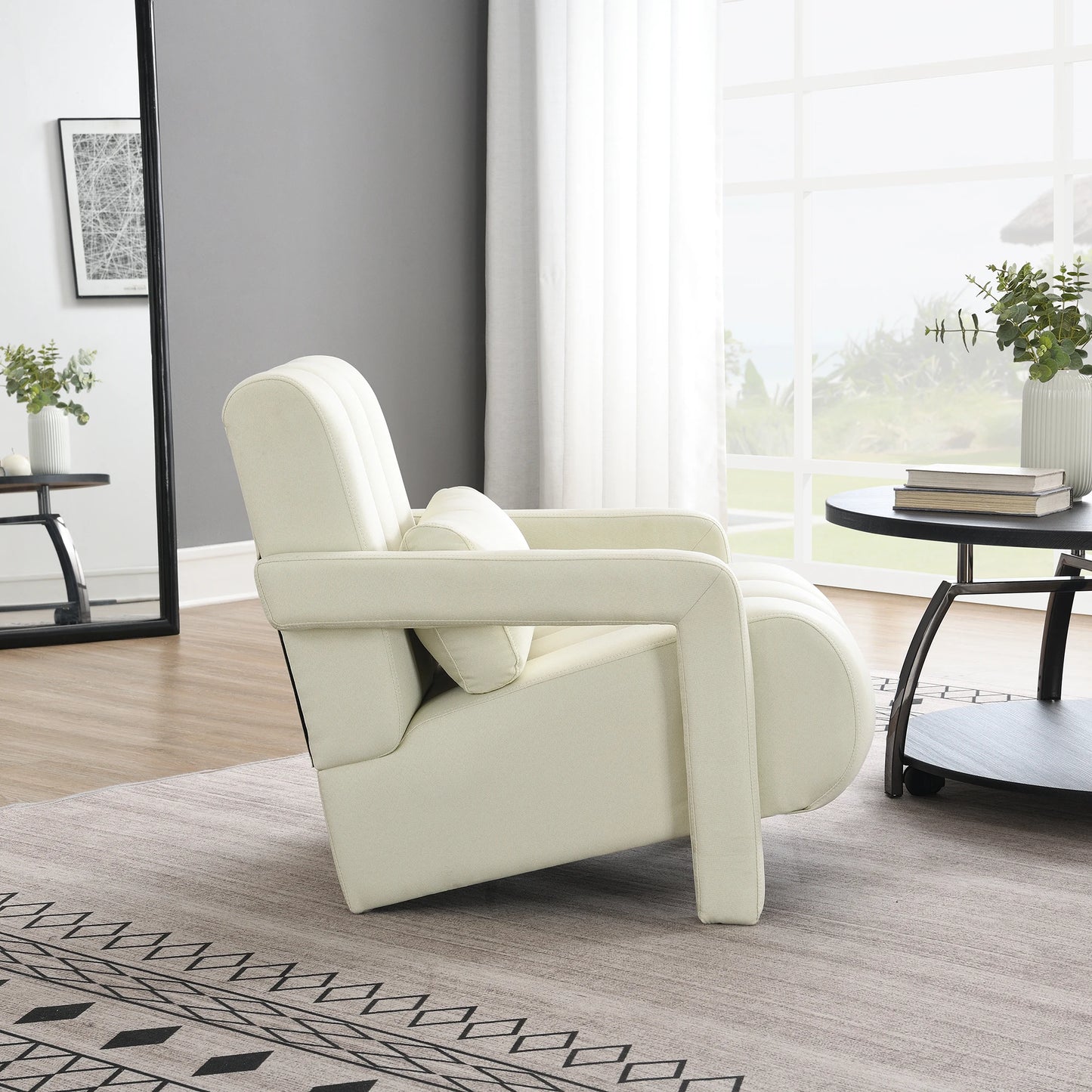 Modern cushioned chairs with pillows, comfortable and breathable, versatile for living rooms and bedrooms