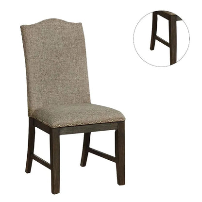 Transitional Set of 2 Side Chairs Espresso Warm Gray Nail s Solid wood Chair Fabric Upholstered Padded Seat Kitchen Rustic Dini