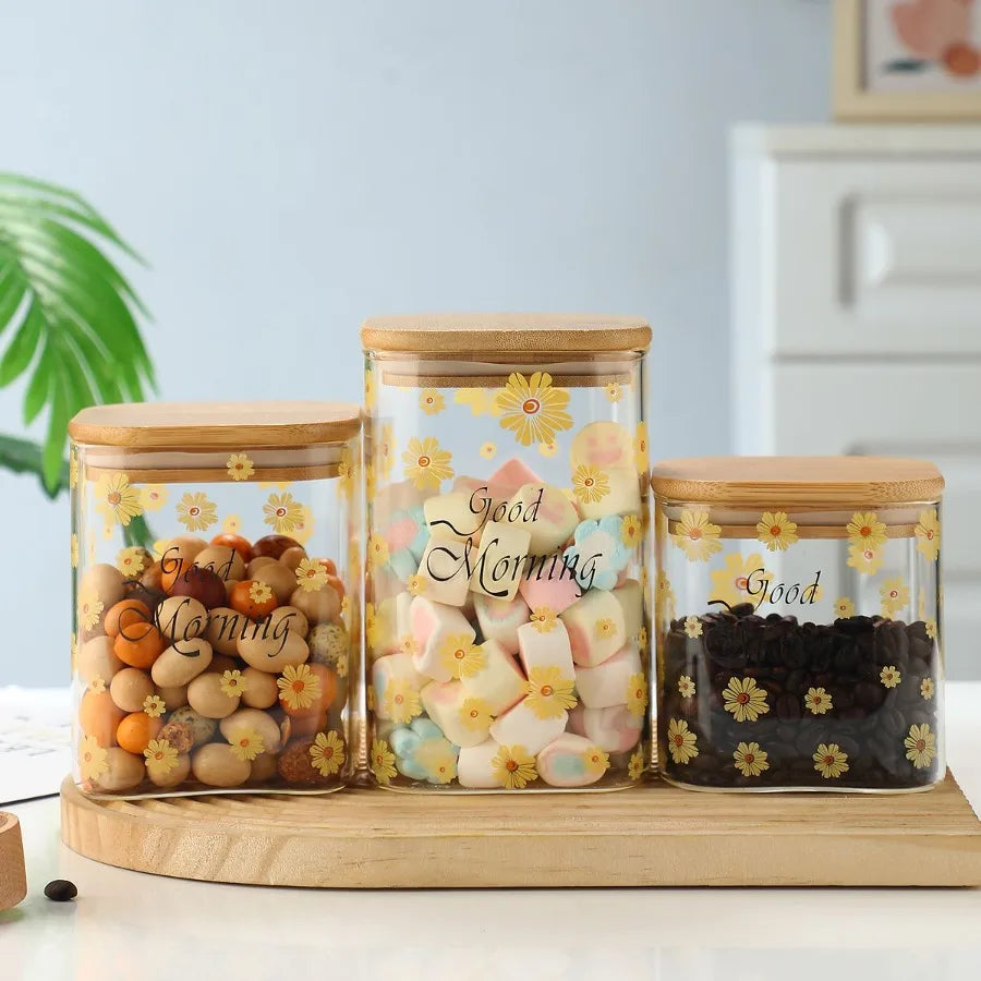 3 Pcs Glass Storage Cans