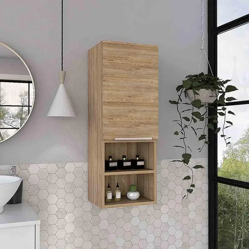 Medicine Cabinet with Two Shelves, Pine Finish, Stylish Storage