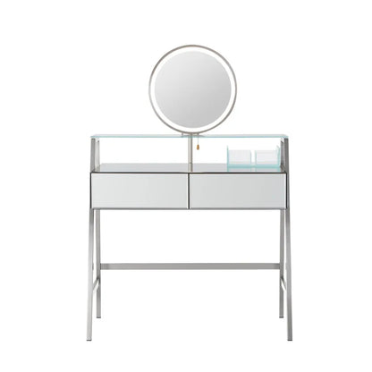 33.9 Mirrored Makeup Vanity Desk with Mirror and Lights
