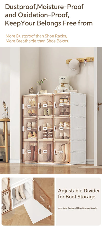 Foldable Clear Shoe Box,One Piece Shoe Rack, Bedroom Living Room Entrance Dormitory Accessory (For Entrance) Folding Sneaker