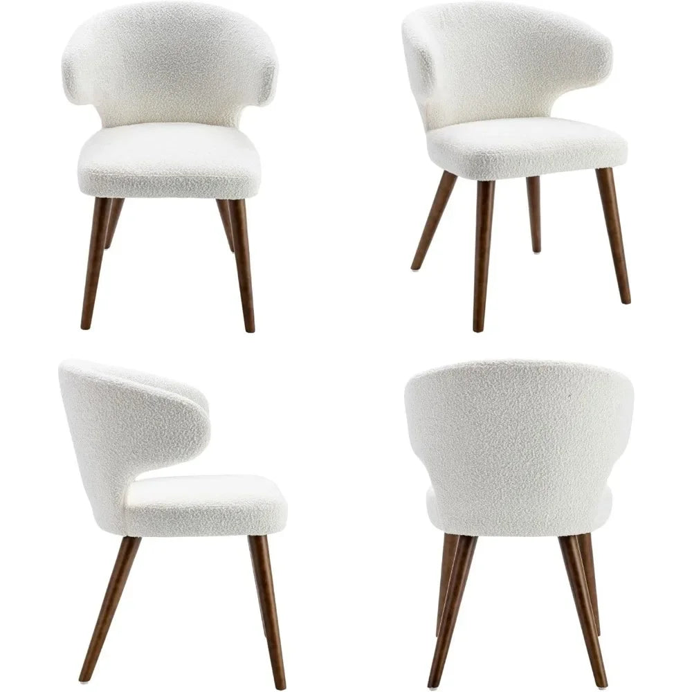 Upholstered Accent Arm Chairs Set of 6, for Kitchen Dining Room Side Chairs with Wood Legs, Mid Century Modern Dining Chairs