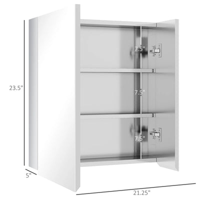 Wall-Mounted Medicine Cabinet with Mirror, Bathroom Mirror Cabinet Wall Mounted with Hinged Door, Storage Shelves
