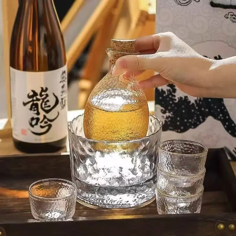 Japanese Glass Bar Sets Glass Sake Wine Set Baijiu Whisky Cocktail Set Glass Flask Barware
