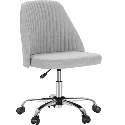 Armless Small Desk Office Chair Cute Vanity Swivel Chair with Back Modern Fabric with Wheels Swivel Task Home Gaming Chair
