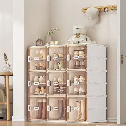 Foldable Clear Shoe Box,One Piece Shoe Rack, Bedroom Living Room Entrance Dormitory Accessory (For Entrance) Folding Sneaker