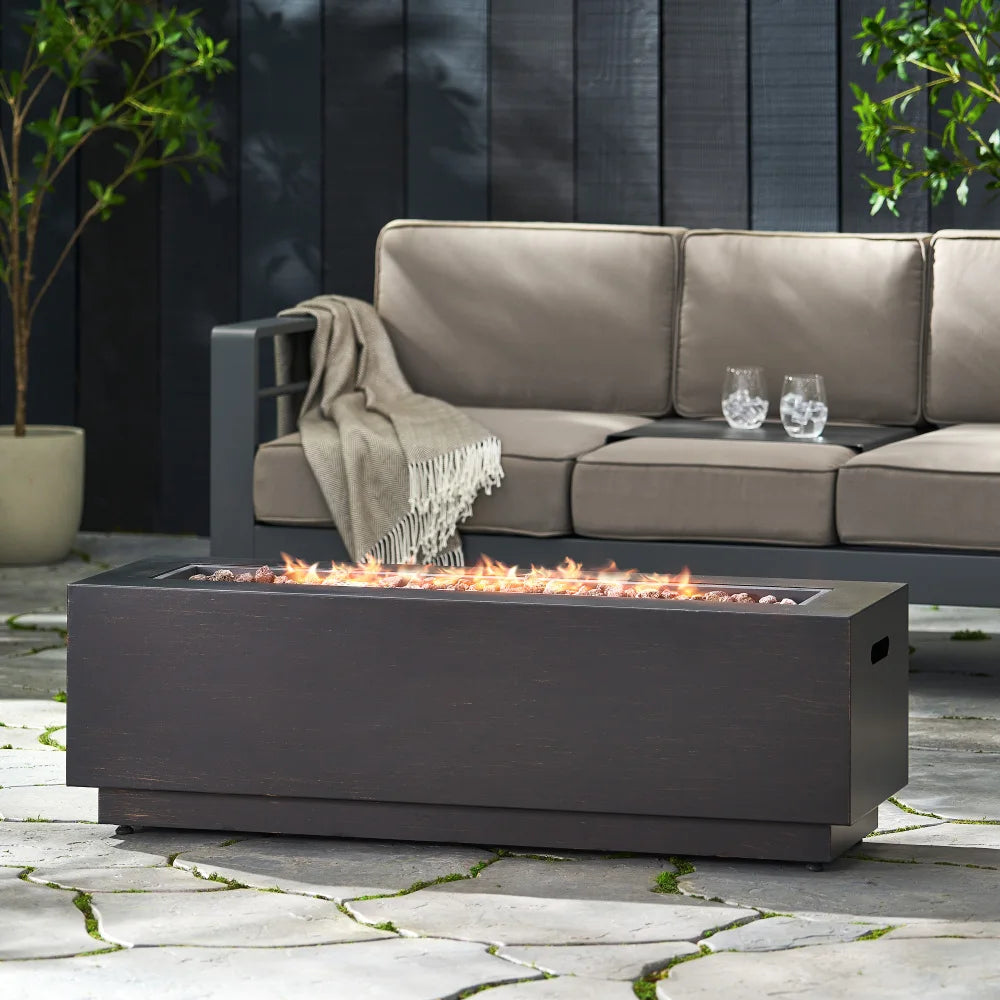 40" Outdoor 50,000 BTU Rectangular Iron Propane Fire Pit