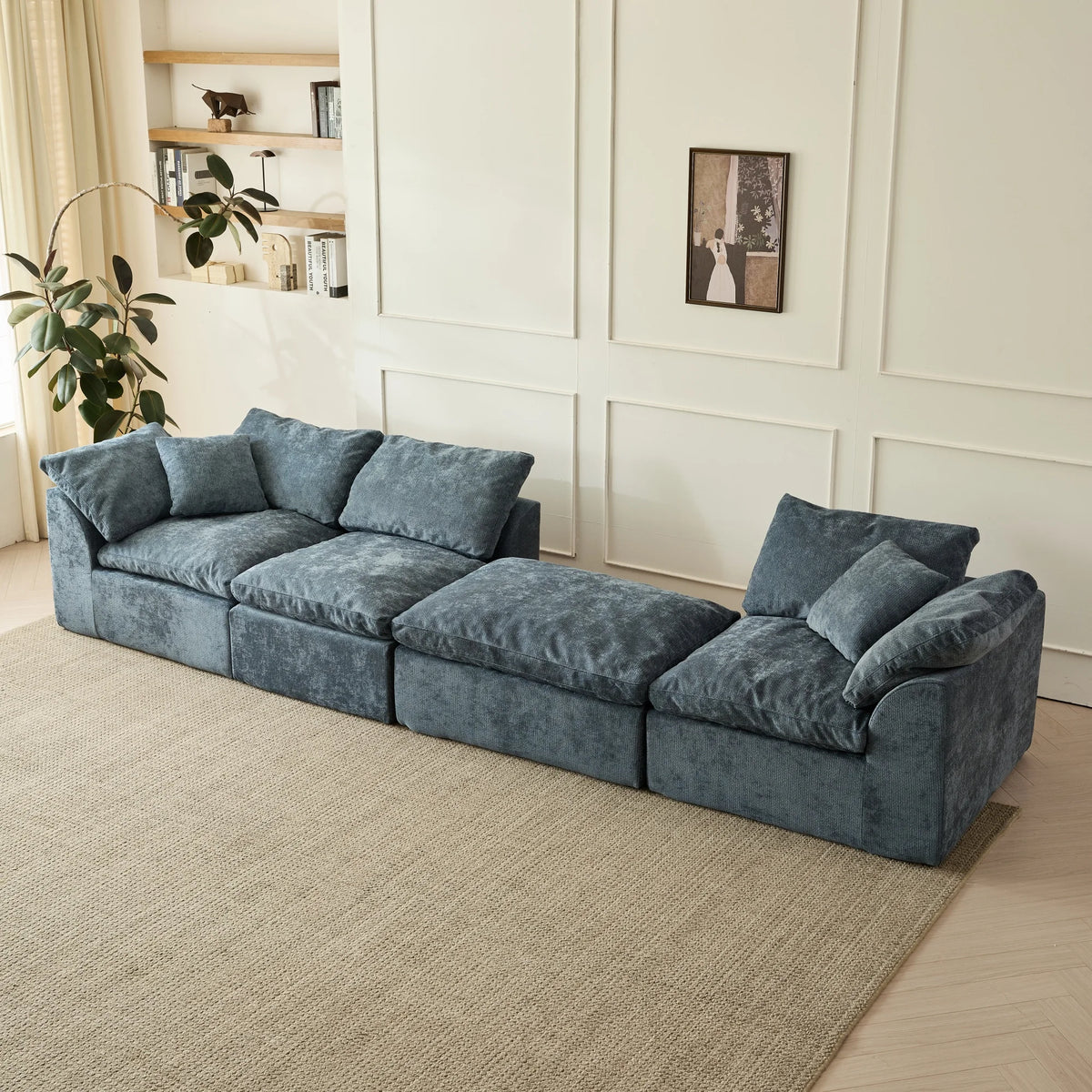 L-Shaped 3-Seater Oversized Deep Seat Sectional with Ottoman