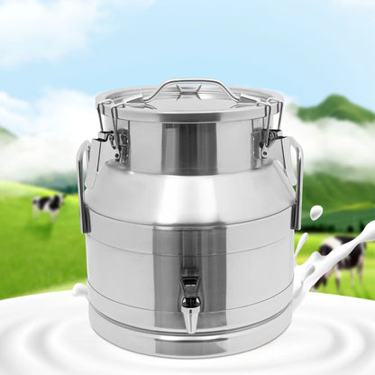 20L/5.28Gal Premium Stainless Steel Milk Can W/ Tap for Dairy, Brewing & Bulk Liquid Storage,