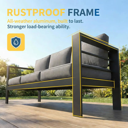 Aluminum Patio Furniture Set for All Weather, Oversized Metal Outdoor Furniture Set with 27.5" Deep Seating and, Customized