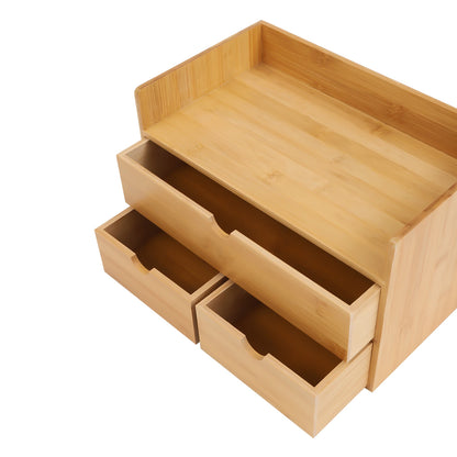Bamboo Desk Organizer -Tabletop Mini Bamboo Desk Drawer