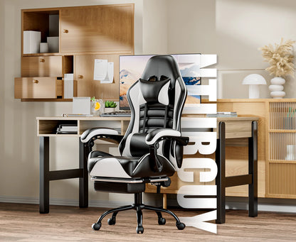 Ergonomic Gaming Chair with Footrest, Racing Style Video Game Chair for Adults, Reclining Gamer Chair Office Chair